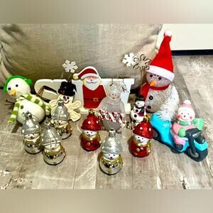 Snowman Christmas ornaments and decor bundle